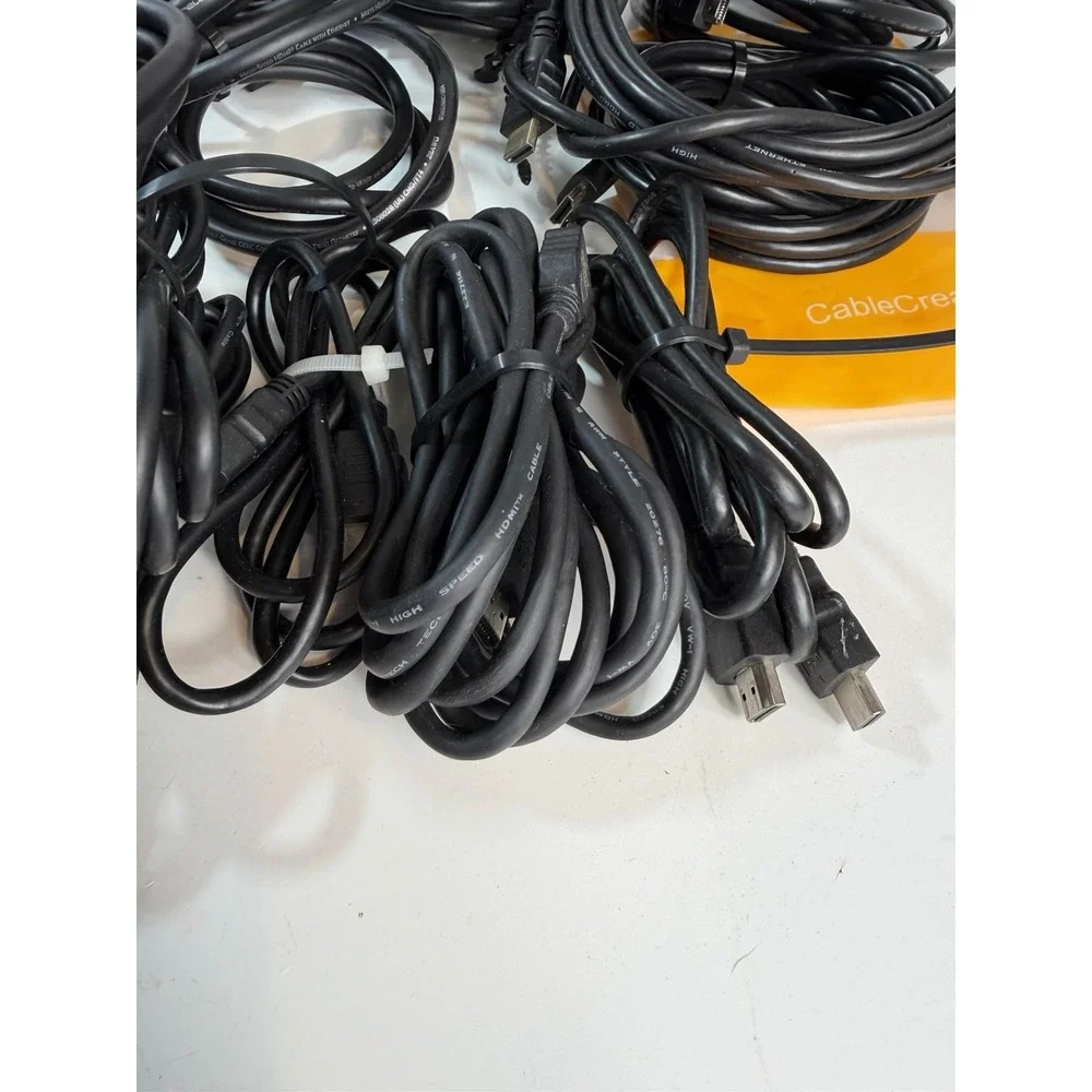 Lot of 35 Assorted HDMI Cables, Various Lengths and colors (Black, Gray, White)
